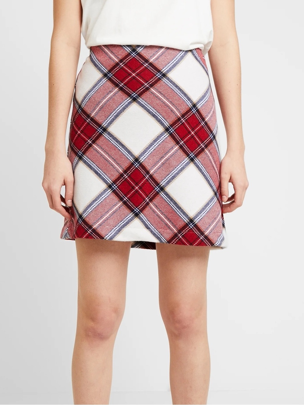 Abercrombie & Fitch Red and Cream Plaid Mini Skirt